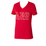 DST - V-Neck  Embroider Tee RED
