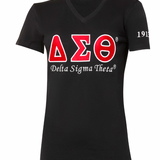 DST - Black V- Neck Embroider Tee (Short Sleeve)