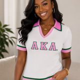 AKA - School Girl Sweater WHITE (Short Sleeve)